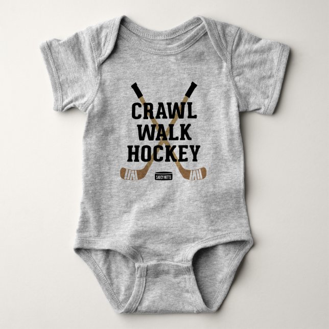 Crawl Walking Hockey Niedlich Funny Säugling Bodys Baby Strampler (Vorderseite)