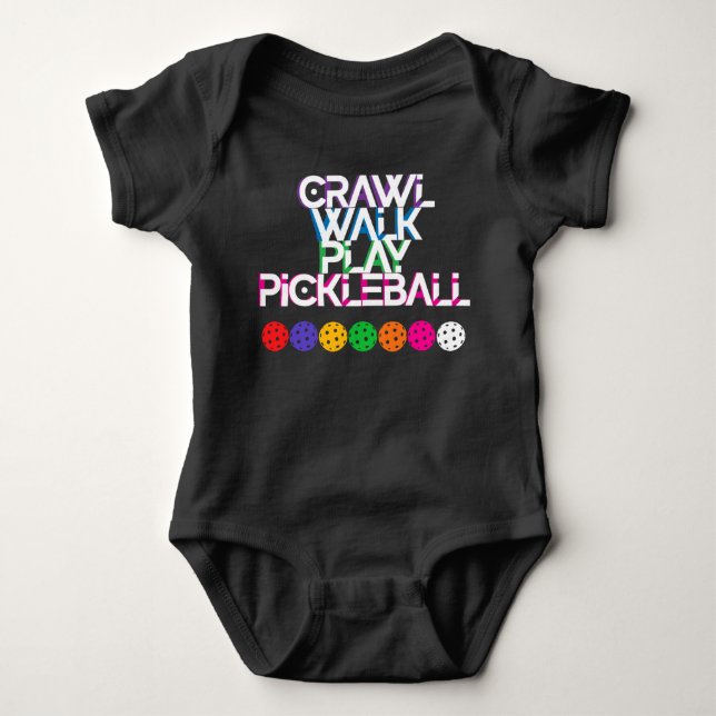 Crawl, zu Fuß, pickleball spielen - Pflückenbälle Baby Strampler (Vorderseite)