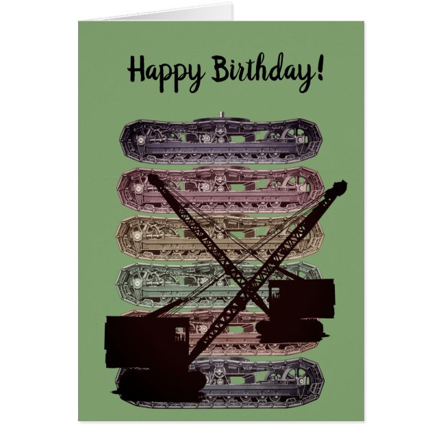 Crawler Crane Birthday Card Vintag (Vorne)