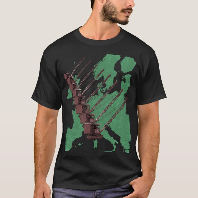 Crawler Crane Map of Europe Operating Engineer T-Shirt (Vorderseite)