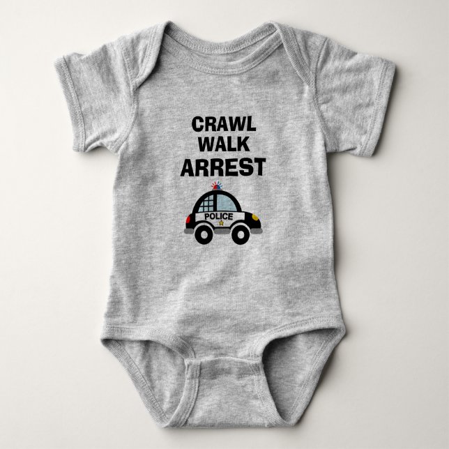Crawling Walking Festnahme niedlichen Polizeiwagen Baby Strampler (Vorderseite)