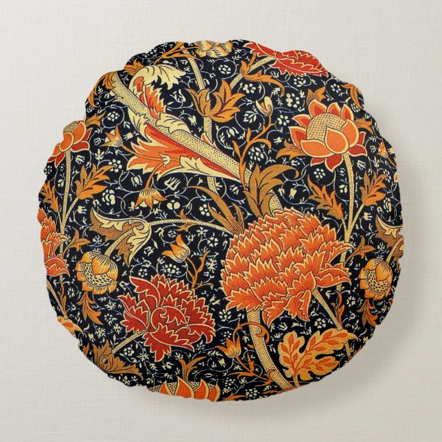 Cray, berühmtes Muster von William Morris Rundes Kissen (Vorderseite)