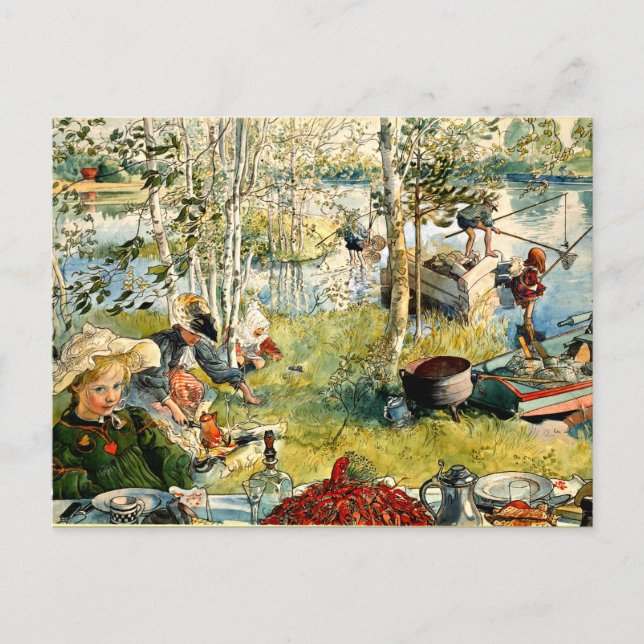 Cray Fishing, schöne Kunst von Carl Larsson Postkarte (Vorderseite)
