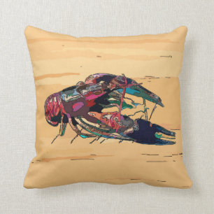 Crayfish Crawfish Wood Look Zeichen Kissen