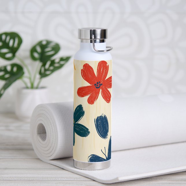 Crayon and Butterfly Flowers Trinkflasche (Yoga (gedreht))