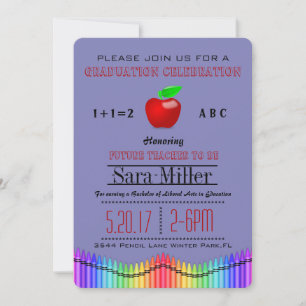 Crayon & Apple Lehrer Abschluss Einladung