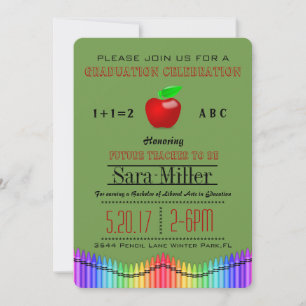Crayon & Apple Lehrer Abschluss Einladung