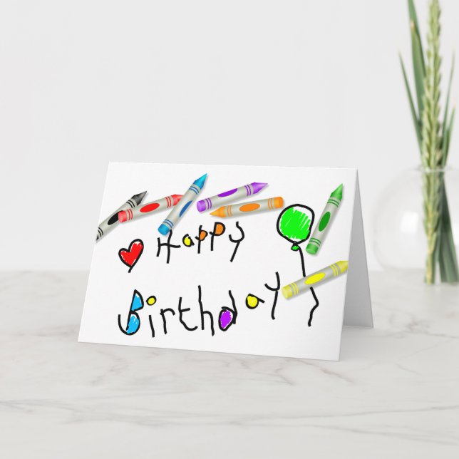 Crayon Birthday Greeting Karte (Vorderseite)
