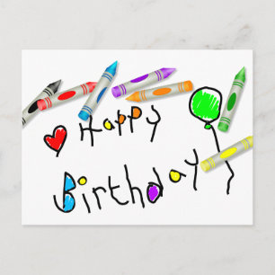 Crayon Birthday Greeting Postkarte