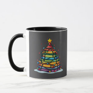 Crayon Christmas Tree Lehrer Student Xmas Tasse