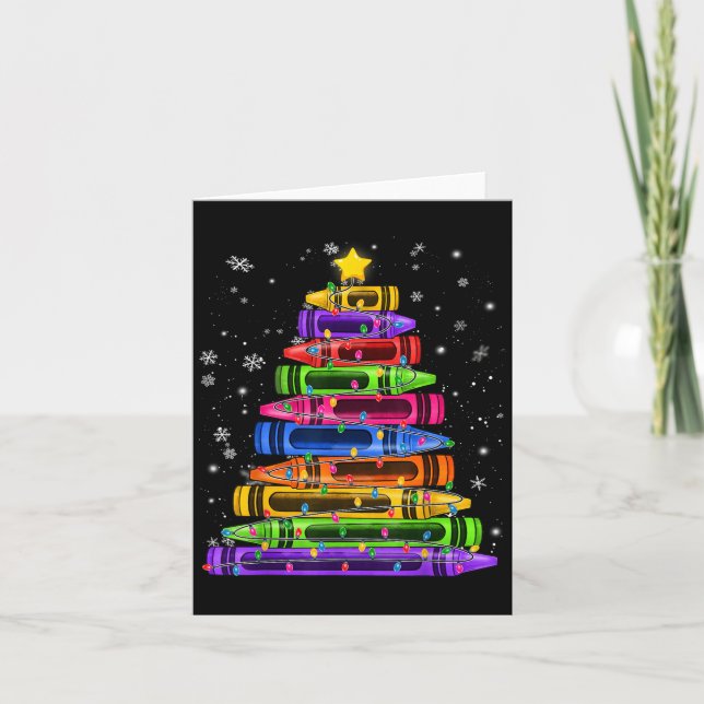 Crayon Christmas Tree Lights School Lehrer Studen Karte (Vorderseite)