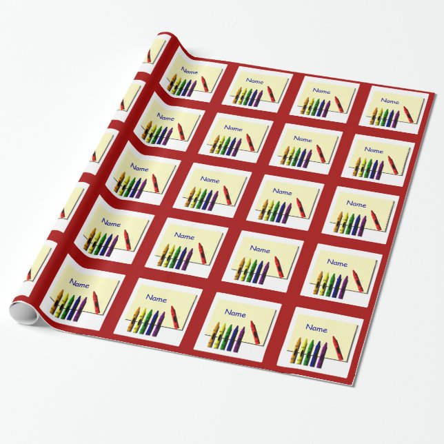 Crayon Color Name Custom Kids Gift Wrap Geschenkpapier (Ungerollt)