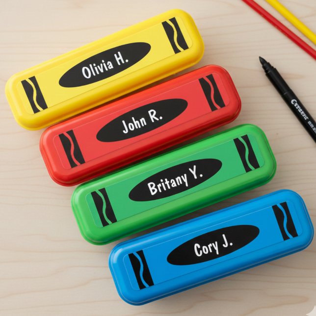 Crayon Colorful School Teacher Student Name Etiketten (Crayon Colorful School Teacher Student Name Labels
)