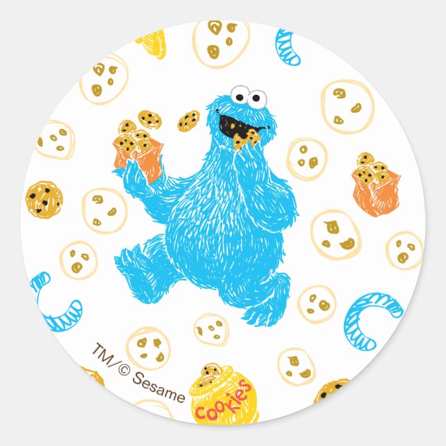 Crayon Cookie Monster Cookie Pattern Runder Aufkleber (Vorderseite)