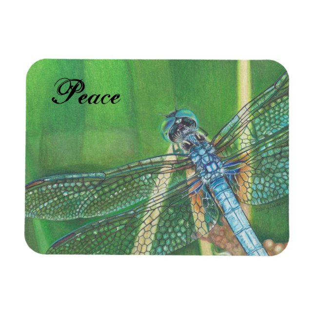 Crayon de couleur bleu dragonfly sur Magnet (Horizontal)
