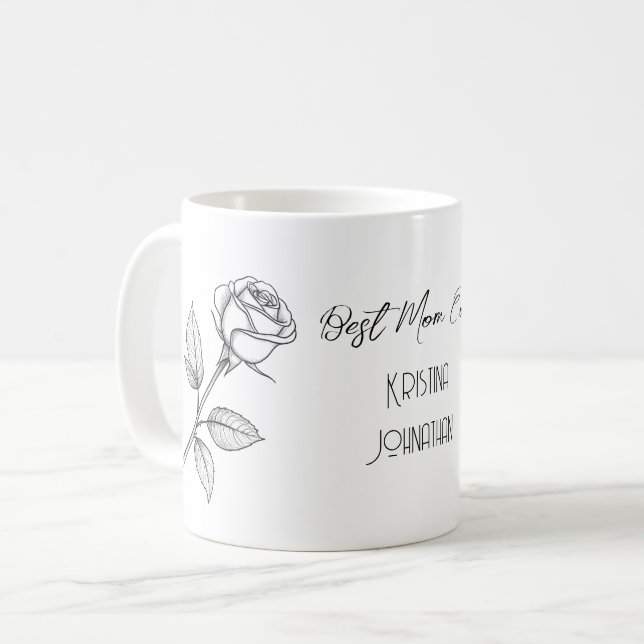 Crayon Dessiner rose Fête des mères Café Mug (Devant gauche)