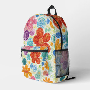 Crayon Doodle Daisy Design Bedruckter Rucksack