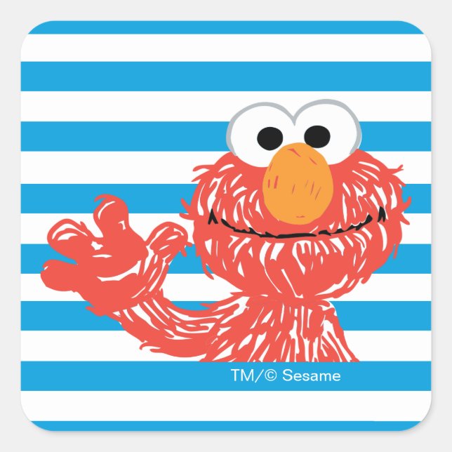 Crayon Elmo Stripe Muster Quadratischer Aufkleber (Vorderseite)
