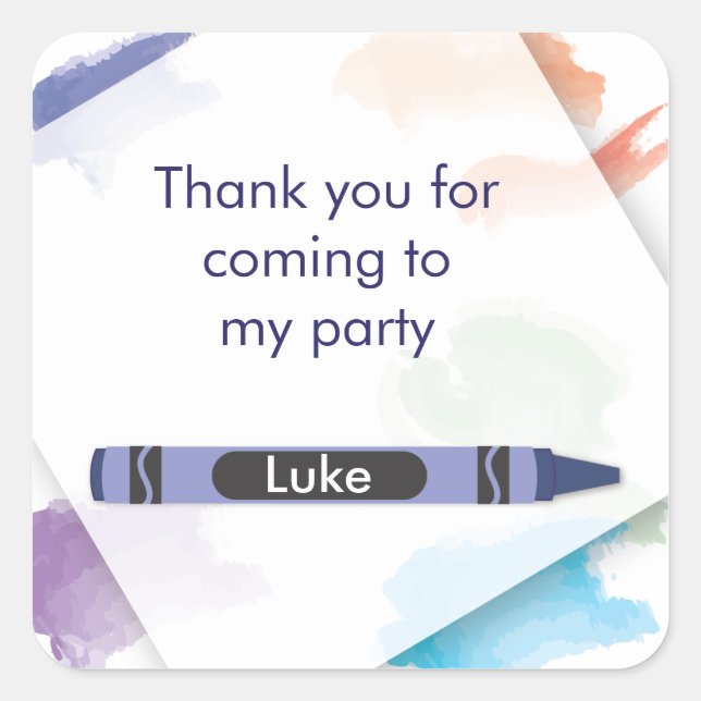 Crayon Favor Sticker | Bue (Vorderseite)
