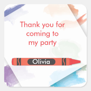 Crayon Favor Sticker   Rot