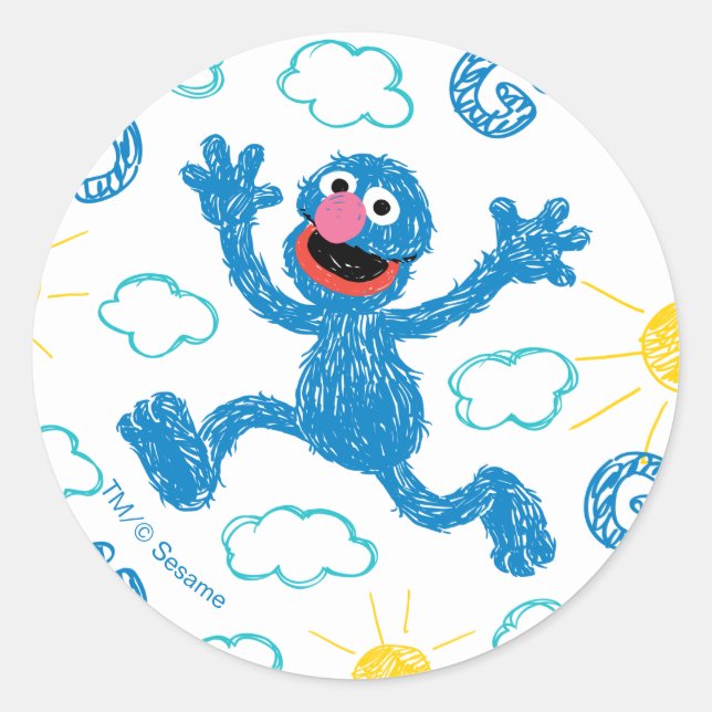 Crayon Grover Sunshine Pattern Runder Aufkleber (Vorderseite)