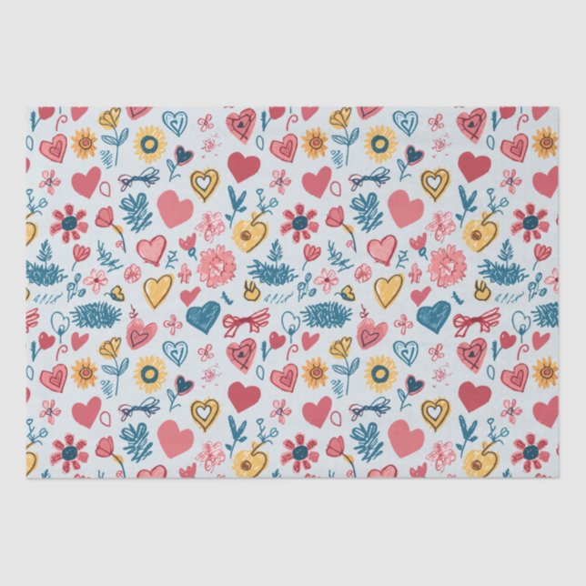 Crayon Hearts und Blume Seidenpapier (Vorderseite)