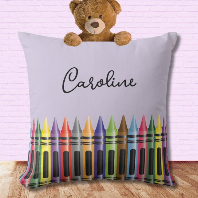 Crayon Kids Lila Classic Script Name Bedroom Kissen (Von Creator hochgeladen)