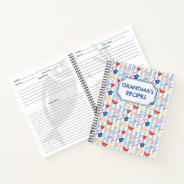 Crayon-Küchen-Kritzelmuster Retro-Kochrezept Notizbuch