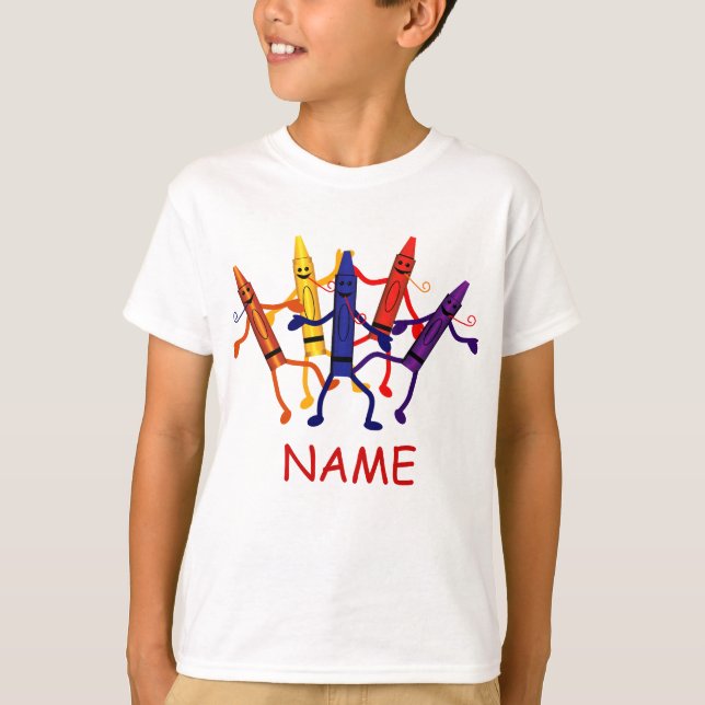 Crayon Party Kinder Name T - Shirt (Vorderseite)