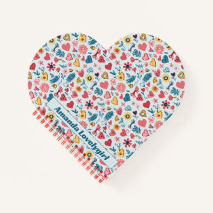 Crayon Pastel Heart & Blume Notizbuch