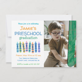 Crayon Photo Preschool Graduation Invitation Einladung
