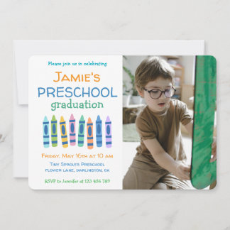 Crayon Photo Preschool Graduation Invitation Einladung