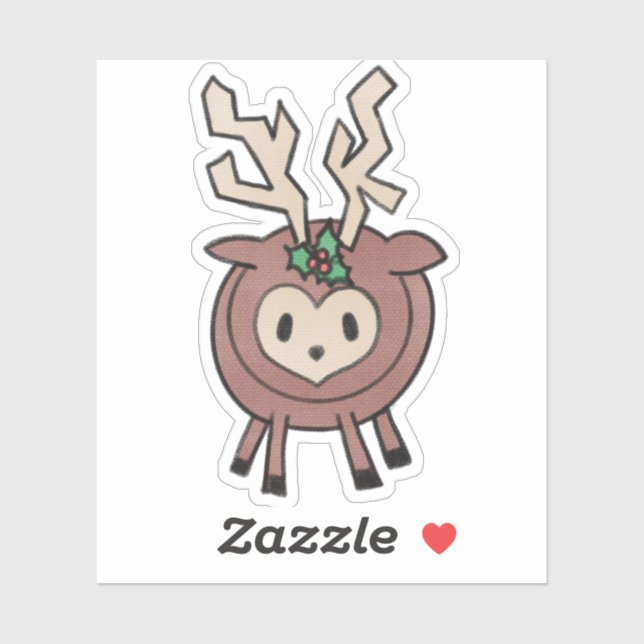 Crayon Reindeer Aufkleber (Blatt)