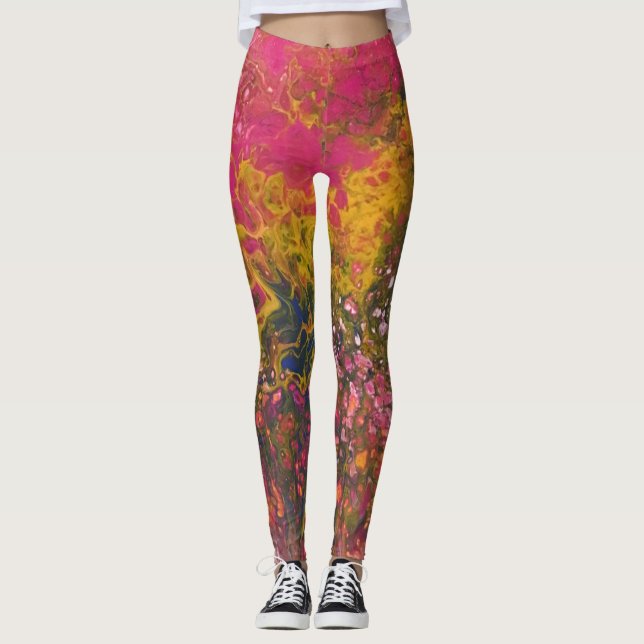 Crayon-Serie - Acrylpour-Malerei wie Leggings (Vorderseite)
