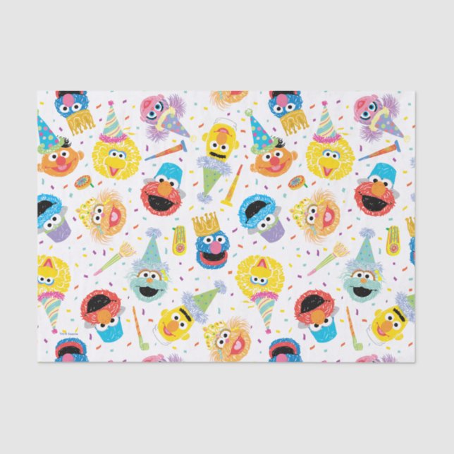 Crayon Sesame Pals Party Pattern Seidenpapier (Vorderseite)