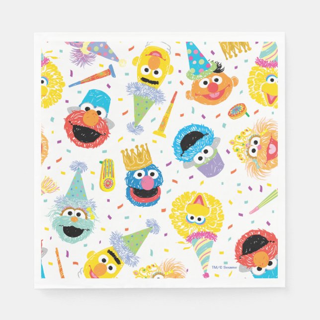 Crayon Sesame Pals Party Pattern Serviette (Vorderseite)