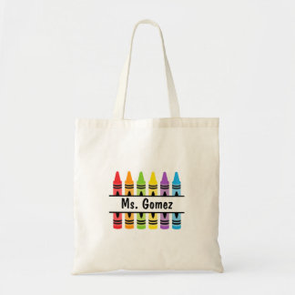 Crayon Teacher's Name Shopping Tote Bag Tragetasche