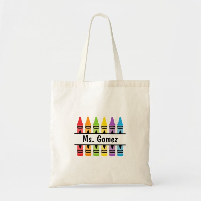 Crayon Teacher's Name Shopping Tote Bag Tragetasche (Vorne)