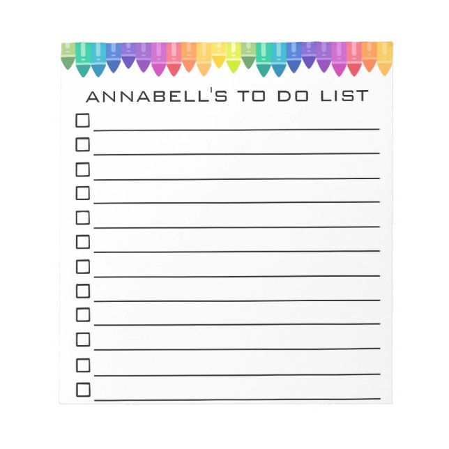 Crayon to Do List Personalisieren Notizblock (Vorderseite)