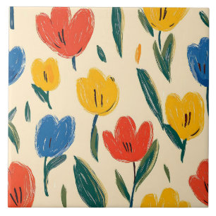 Crayon und Butterfly-Blume Fliese