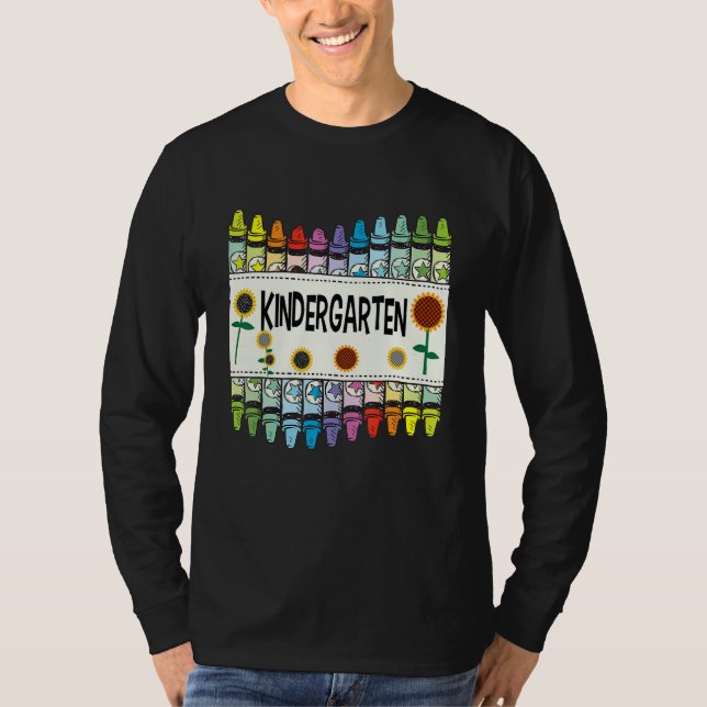 Crayons And Flower Teaching  Kindergarten T-Shirt (Vorderseite)