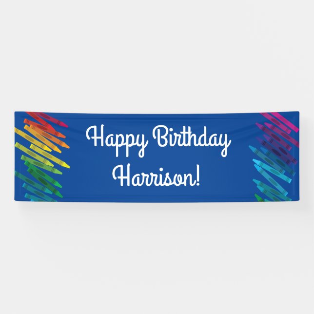 Crayons Art Birthday Party Banner (Horizontal)
