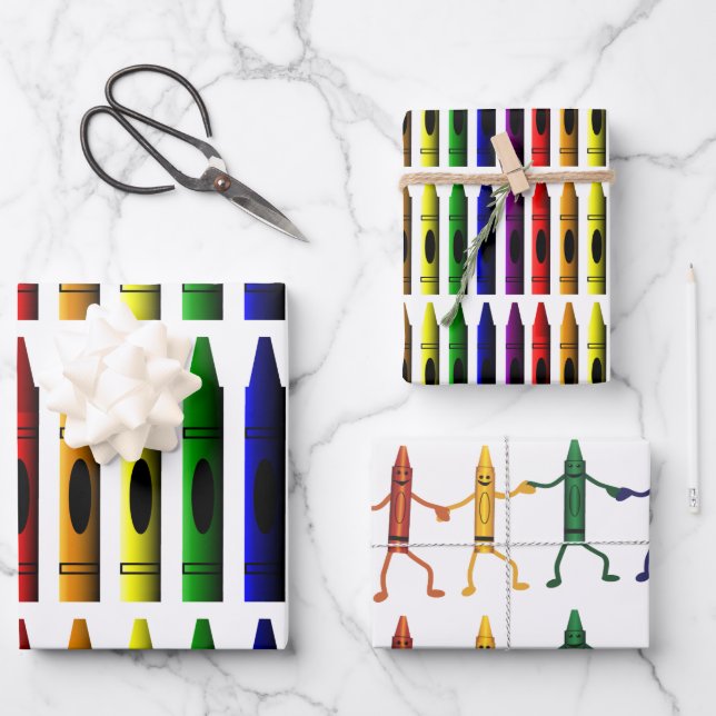 Crayons Art for Children Niedlich Geschenkpapier Set (Vorderseite)