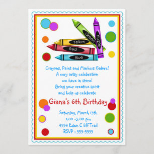 Crayons Art Paint Craft Geburtstagsparty Einladung