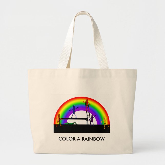 Crayons Coloring a Rainbow Tote Jumbo Stoffbeutel (Vorne)