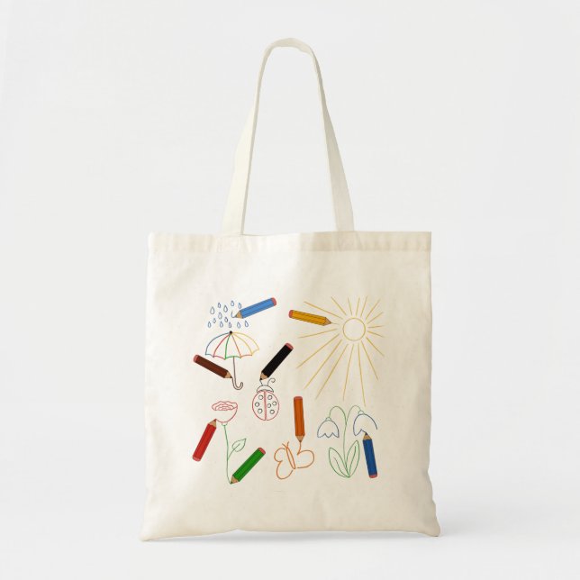 Crayons Dessinant les grandes lignes du Sac fourre (Devant)