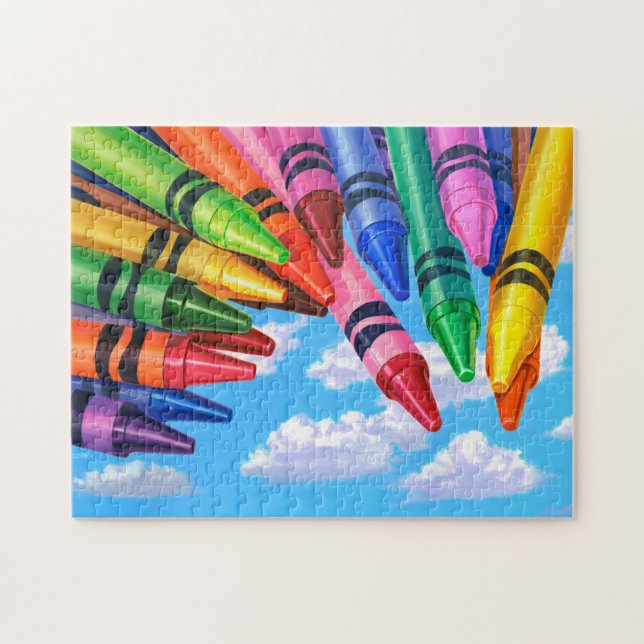 Crayons, die in der Himmelskarte schweben (Horizontal)