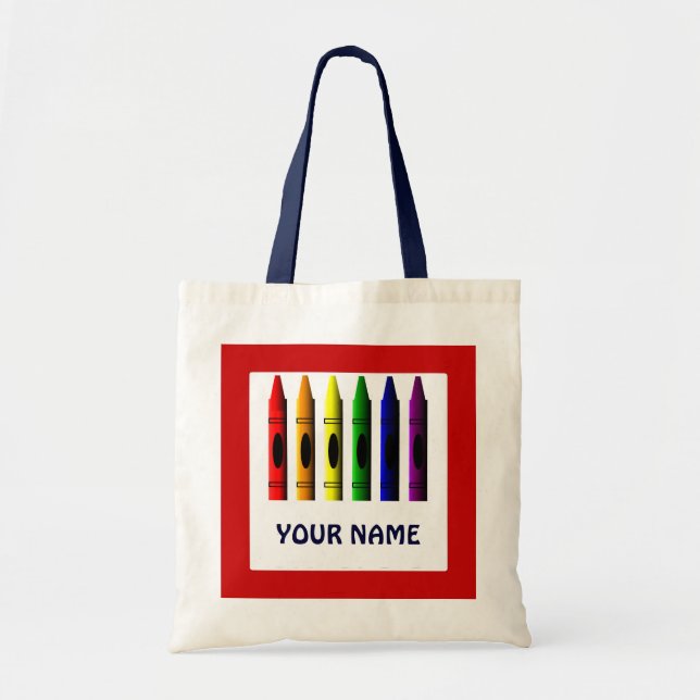 Crayons Name Template Crayon Red Tote Bag Tragetasche (Vorne)