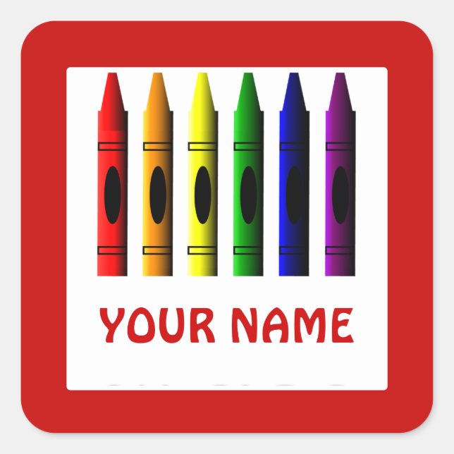 Crayons Nom Modèle Crayon Sticker rouge (Devant)