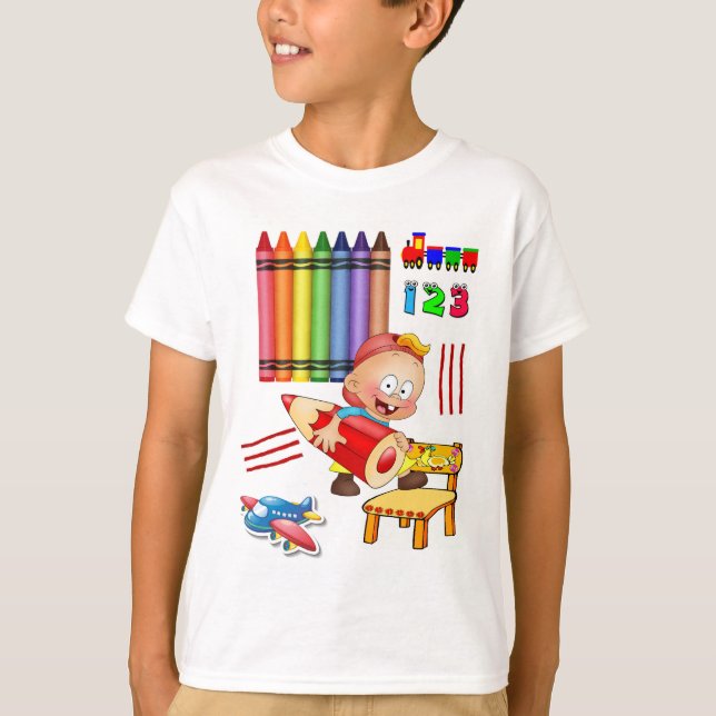 Crayons Numbers Colorful Boys T - Shirt (Vorderseite)